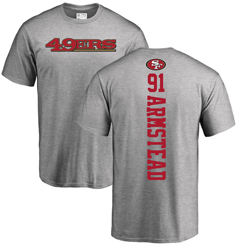 Men San Francisco 49ers Ash Arik Armstead Backer #91 NFL T Shirt->san francisco 49ers->NFL Jersey